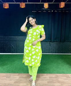 Parrot green kurti set