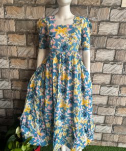 Mild blue cotton maxi