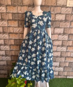 Teal blue floral kanta